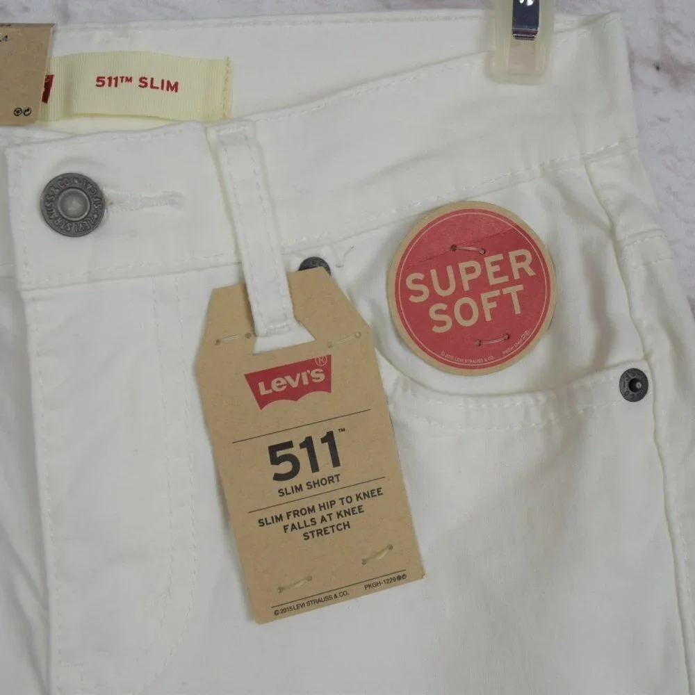 💰3/$25 NWT Levi's 511 Kids White Slim Shorts Super Soft Size 8